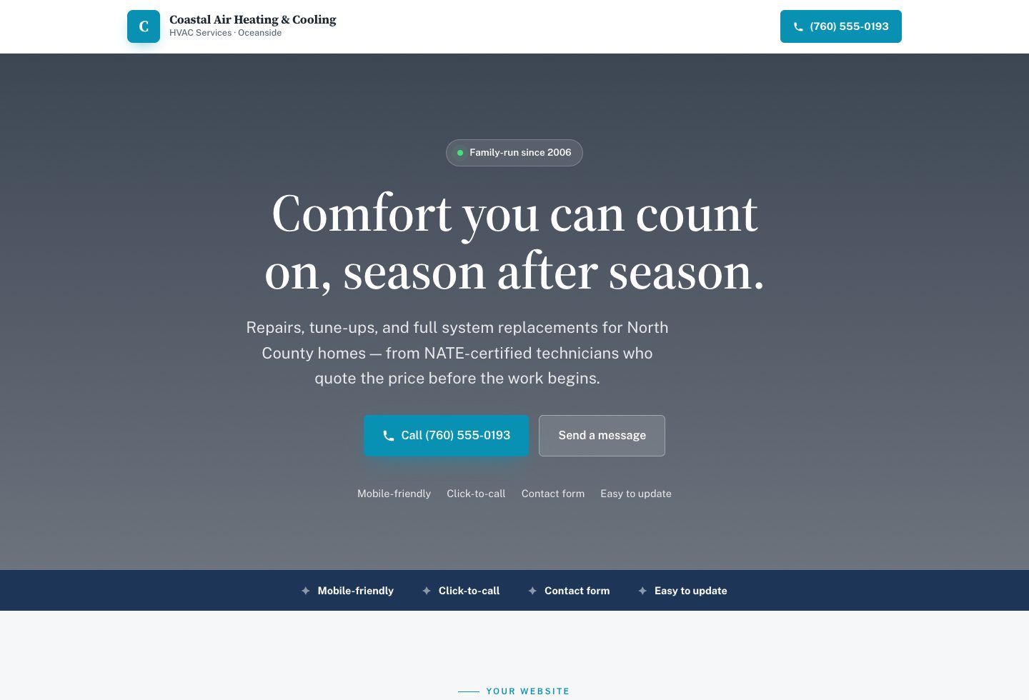 The Classic website style — clean, traditional, instant trust